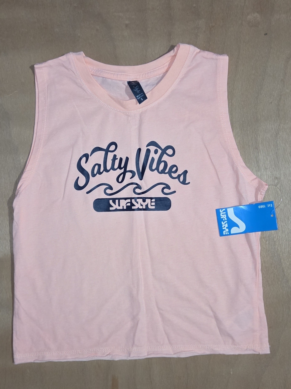 surf style Pink 'Salty Vibes' Graphic Tank